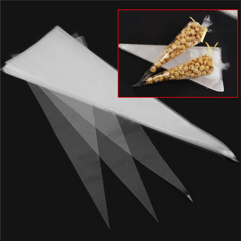 50x Cone Clear Candy Birthday Party Gift Display Cellophane Cello Treat Ba.l8