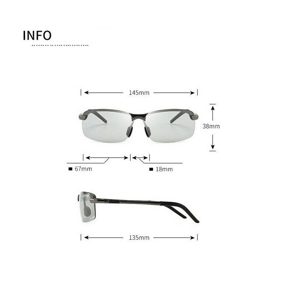 Photochromic Polarised Sunglasses UV400 Polarized Fishing Driving Eyewear Retro