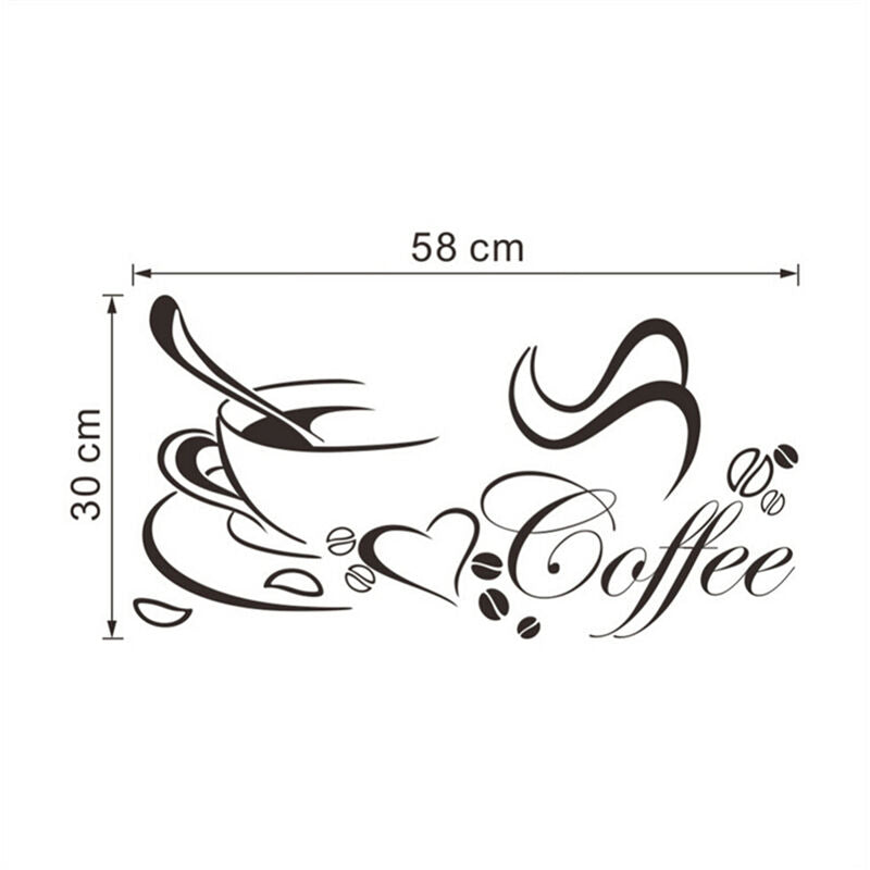 Removable Kitchen Decor Coffee Cup Heart Home Decals Vinyl Art Wall Stick.l8