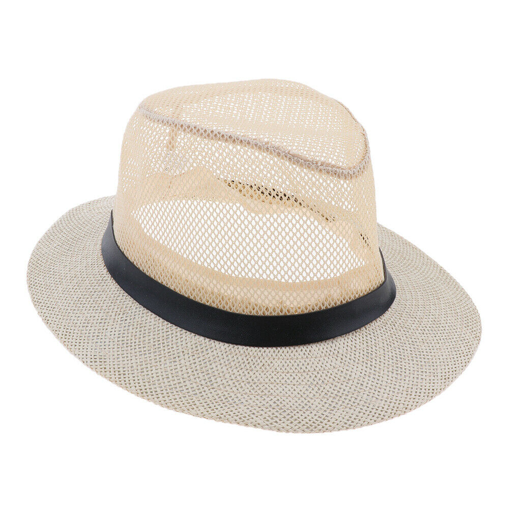 Travel Sun Hat Cowboy Style Summer   for Men Foldable Western Hat Beige