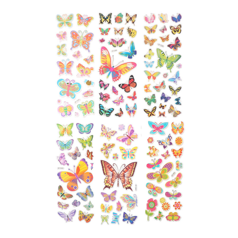 6 Sheets Lovely Butterfly Scrapbooking Bubble Puffy Stickers Reward Kids T.l8