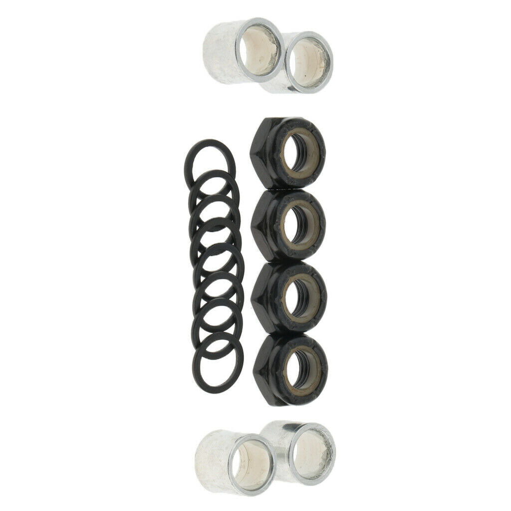4X Skateboard Longboard Truck Speed Kit Axle Speed Washers Nuts Spacer Black