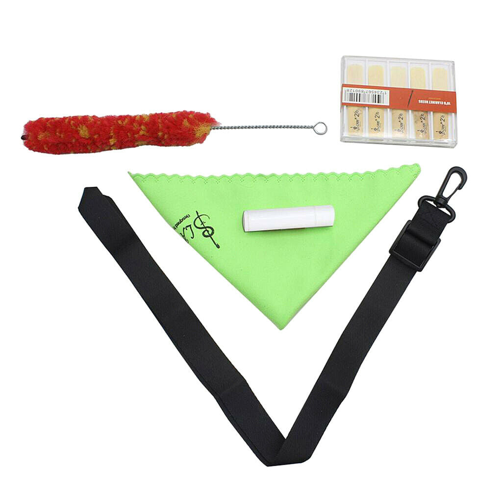 5 in 1 clarinet accessories kit reed + strap + cork grease + cleaning cloth,