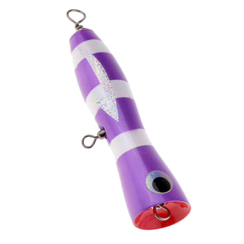 Wood Popper Lure Hard Bait Big Game Trolling Top Water Crankbaits Purple
