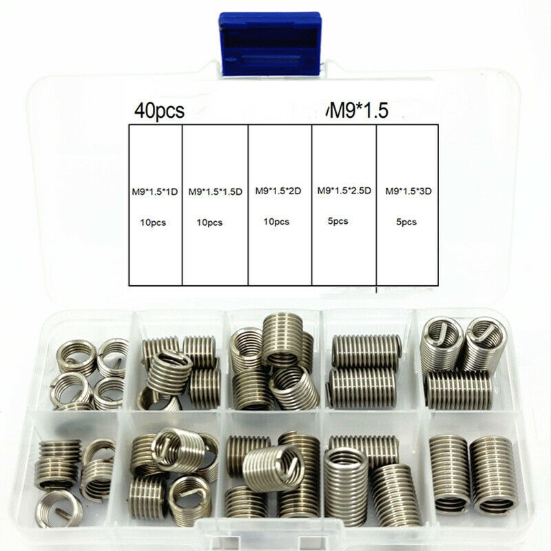 40Pcs Stainless Steel Threaded Repair Casing Threaded Sheath Wire Threaded Inser