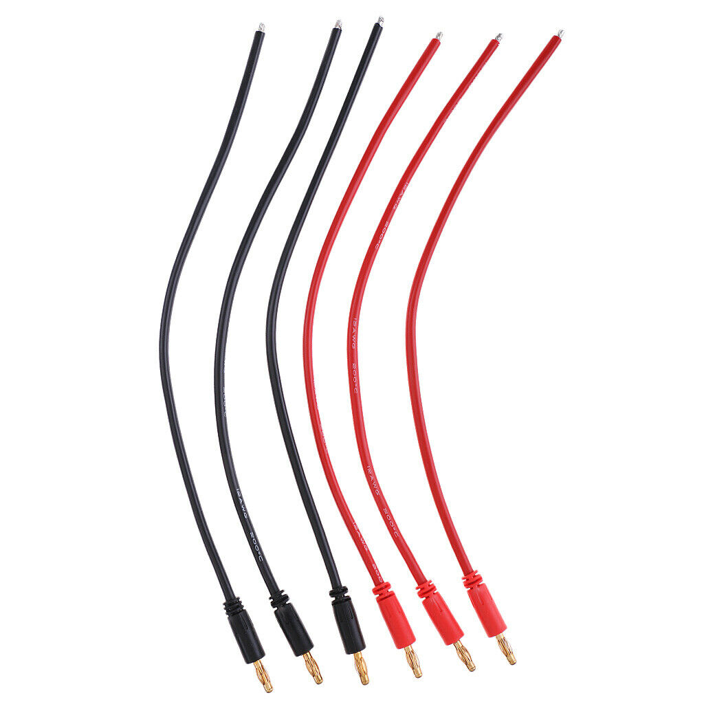 Banana 4mm Bullet Charger Connectors Plug 12AWG Wire Leads for B6 Charger