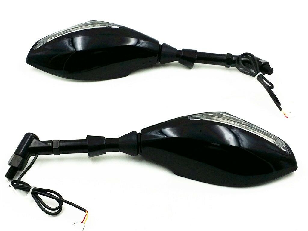 Black M10 LED Turn Signal Rearview Mirrors For Suzuki SV GSF Street Street Bike