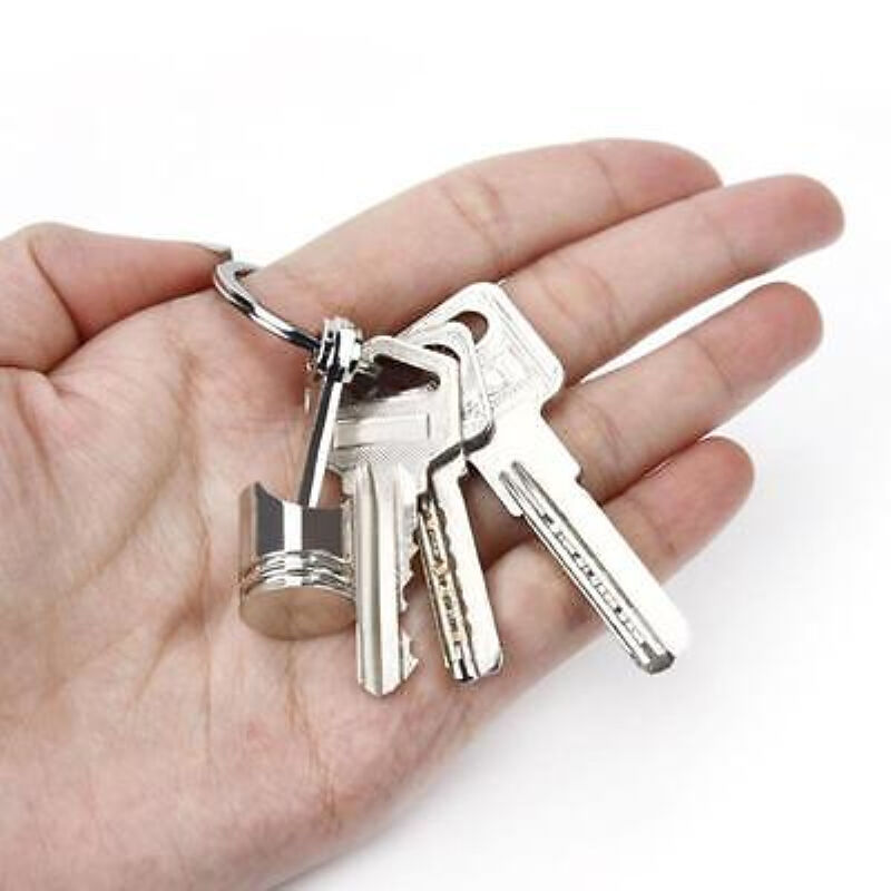 1pc Cute Car Metal Piston Keychain Keyfob Engine Fob Key Chain Ring Keyring