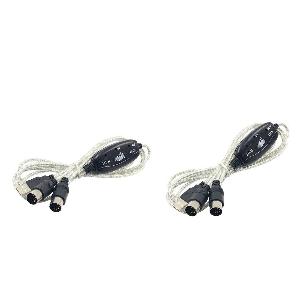 2x USB IN-OUT MIDI Interface Cables