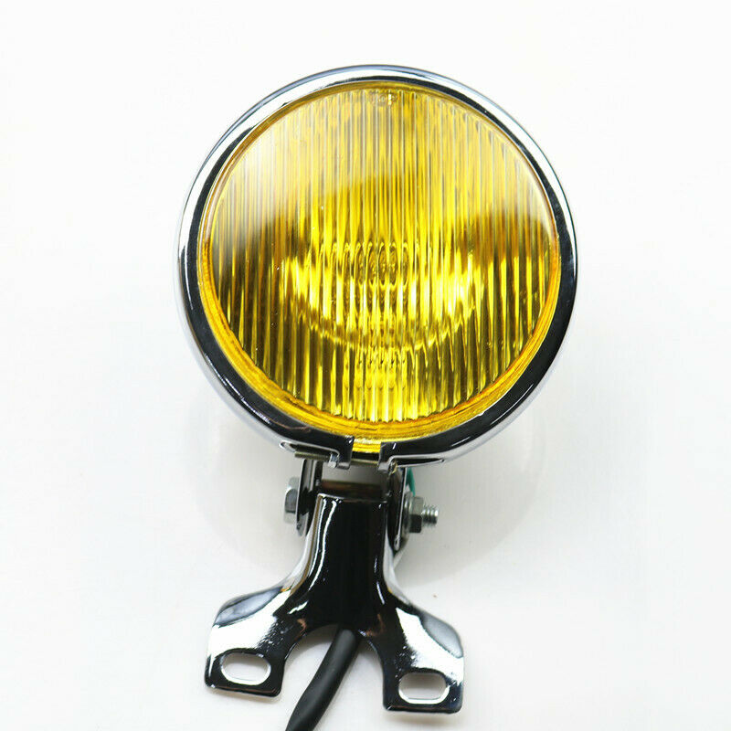 5" Chrome Amber Motorbike Headlight Head Lamp Cruiser Cafe Old School Custom