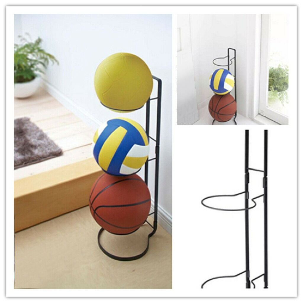 Black Basketball Rugby Volleyball Display Storage Rack Holder Space Saving