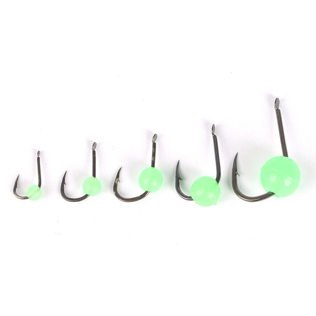 200pcs Luminous Glow Fishing Beads Barbed Hooks Set Fishing Beads Hook Kit
