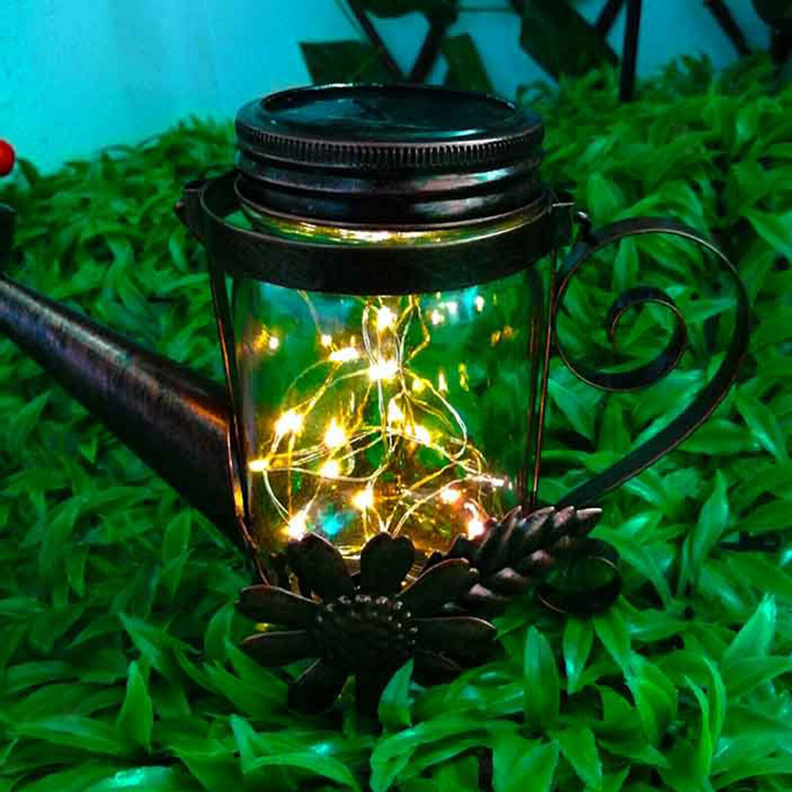 Solar Outdoor LED Watering Can Light Waterproof Yard Garden Lawn String Lamp