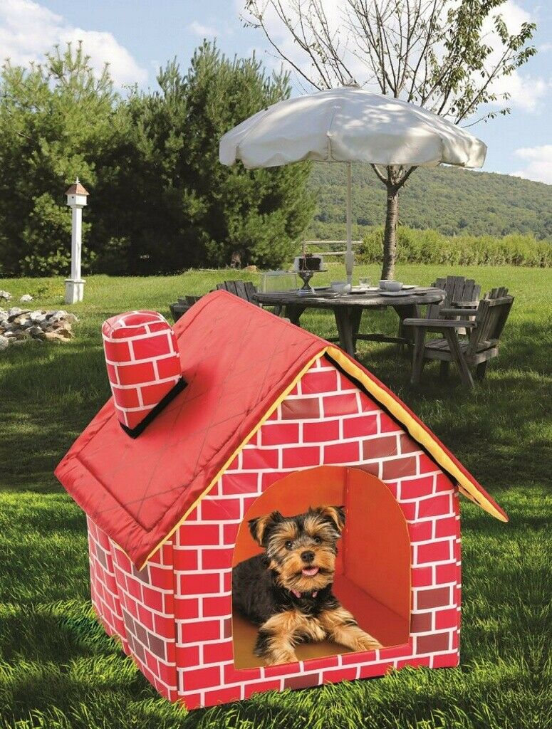 Pet House Small Dogs Cats Puppy Bed Soft Warm Chimney Brick House Washable