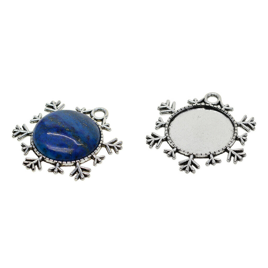 10Pcs 25mm Snowflake Pendant Tray Cameo Glass Cabochon Setting Blanks Bezels