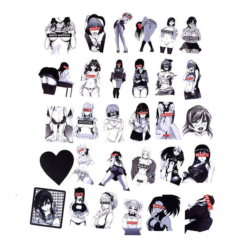 30pcs Waifu Stickers Anime Pinup Girl Laptop Love Vin.l8