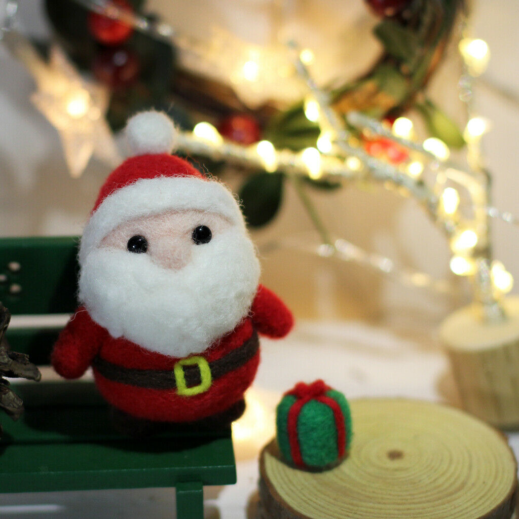 Wool Felting Craft Needle Felt Santa Claus Kit Set for Kids Children