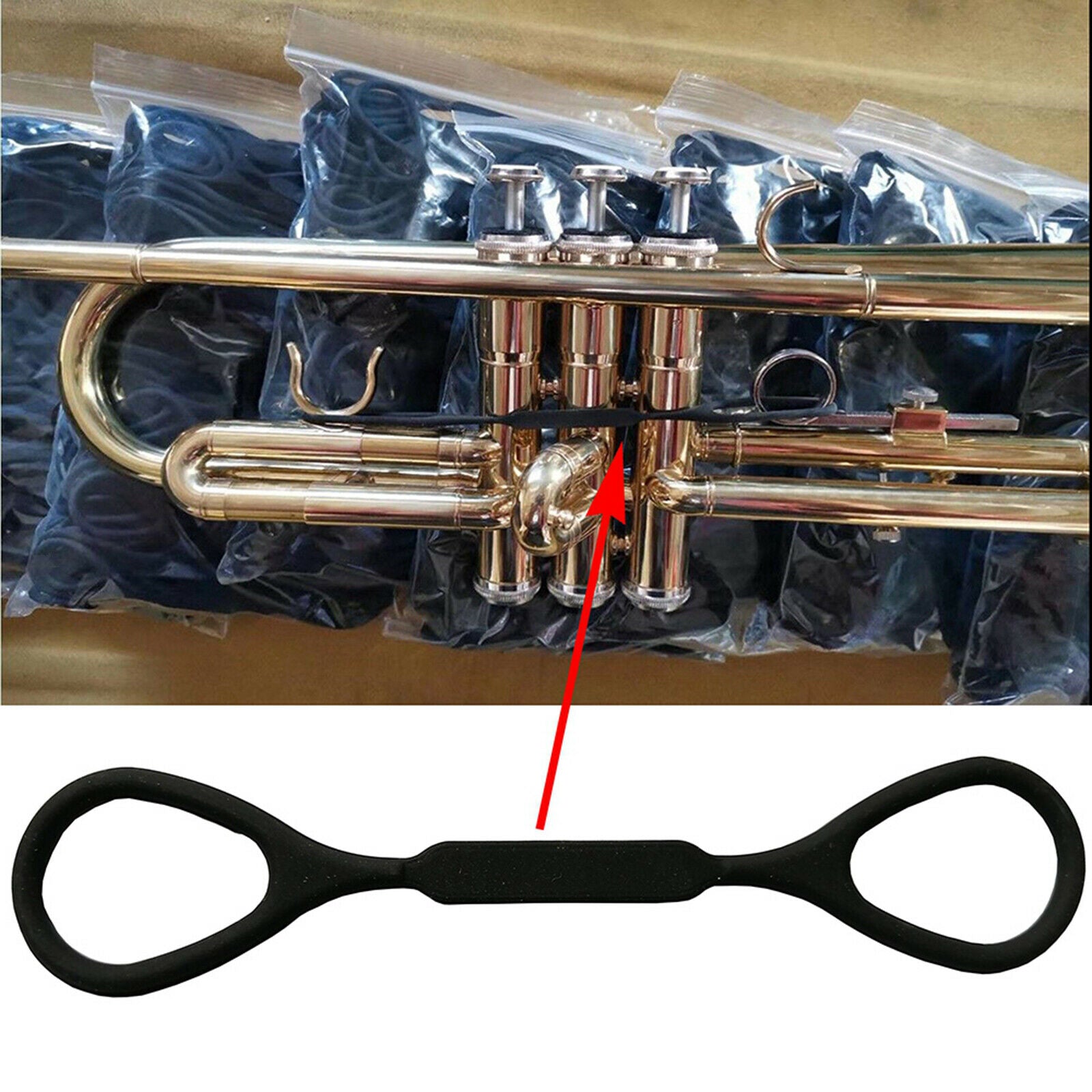 Black Elastic Silicone Rubber Trumpet Slide Stopper Ring Musical Instrument