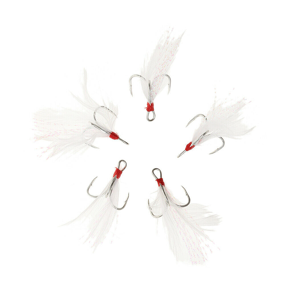 5 Pcs Kit Double Enhanced Carbon Steel Fishing Treble Hooks 4#