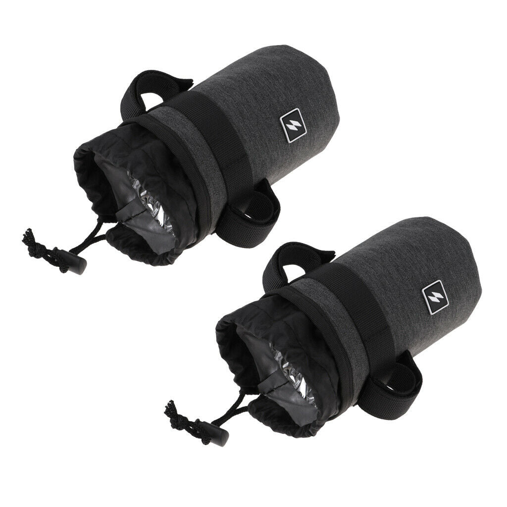 Set Of 2 Bike Kettle Holder Pouch Front Handlebar - Gray