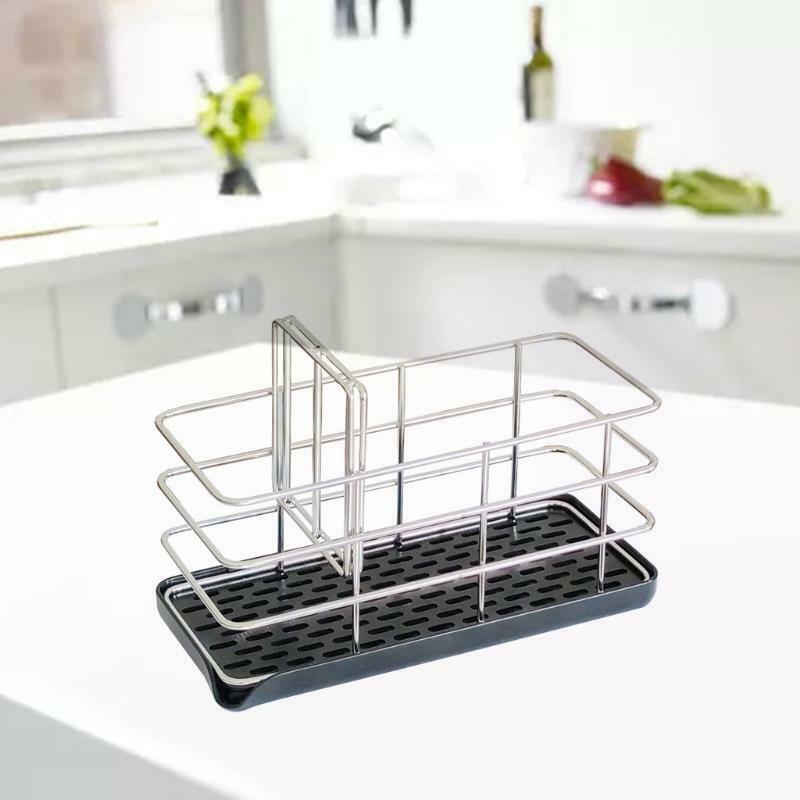 Kitchen Stainless Steel Drain Basket Sponge Storage Rack Rag Holder Towel Shelf