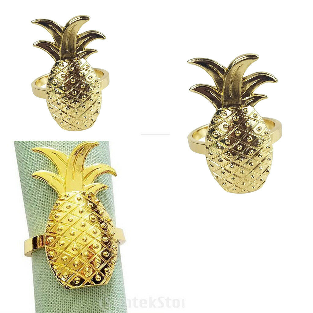 2Pcs Aluminium Fruit Shape Pineapple Dinner Napkin Rings Holders For Hotel