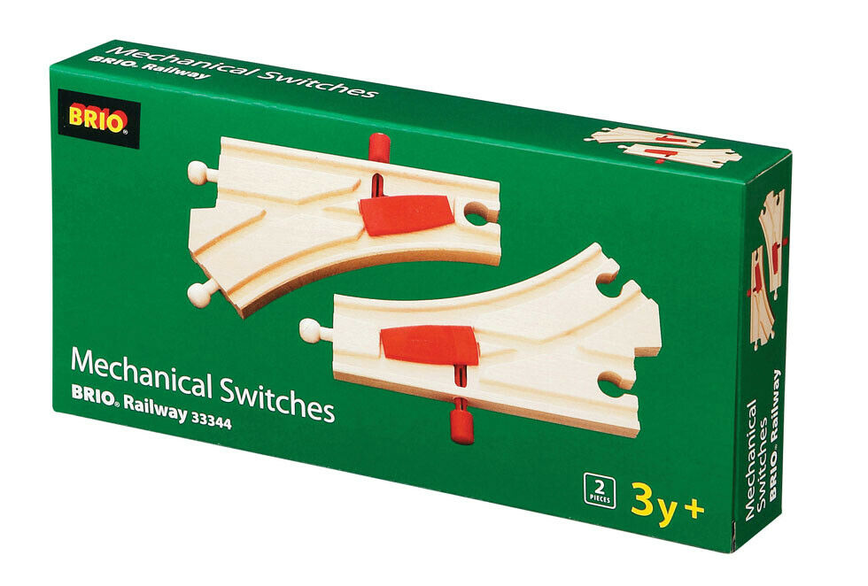33344 BRIO Mechanical Switches Wooden Train Railway Tracks inc 2pcs Age 3 years+