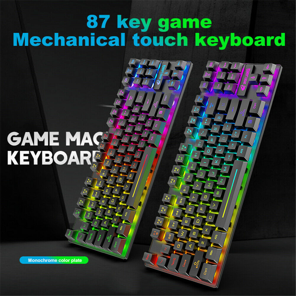 K16 87 Keys RGB Mechanical Gaming Keyboard Wired Backlit for Gamer PC Laptop