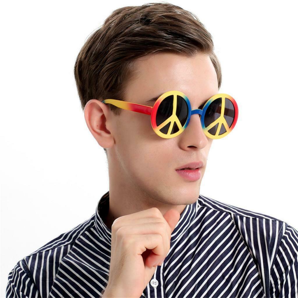 Retro Unisex Rainbow World Peace Sign Sunglasses Kids Adults Holiday Party Fancy