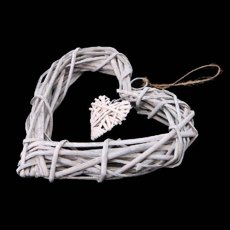 Wicker Love Heart Shape Shabby Chic Wreath Hanging Wedding Birthday Party Decor