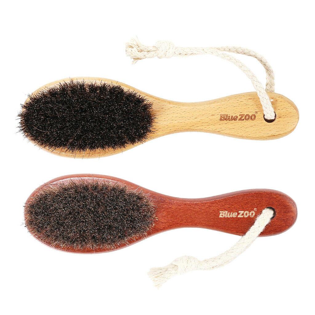 2x Pocket Size Mini Wooden Handle Hair Beard Brush for Men Styling Tool