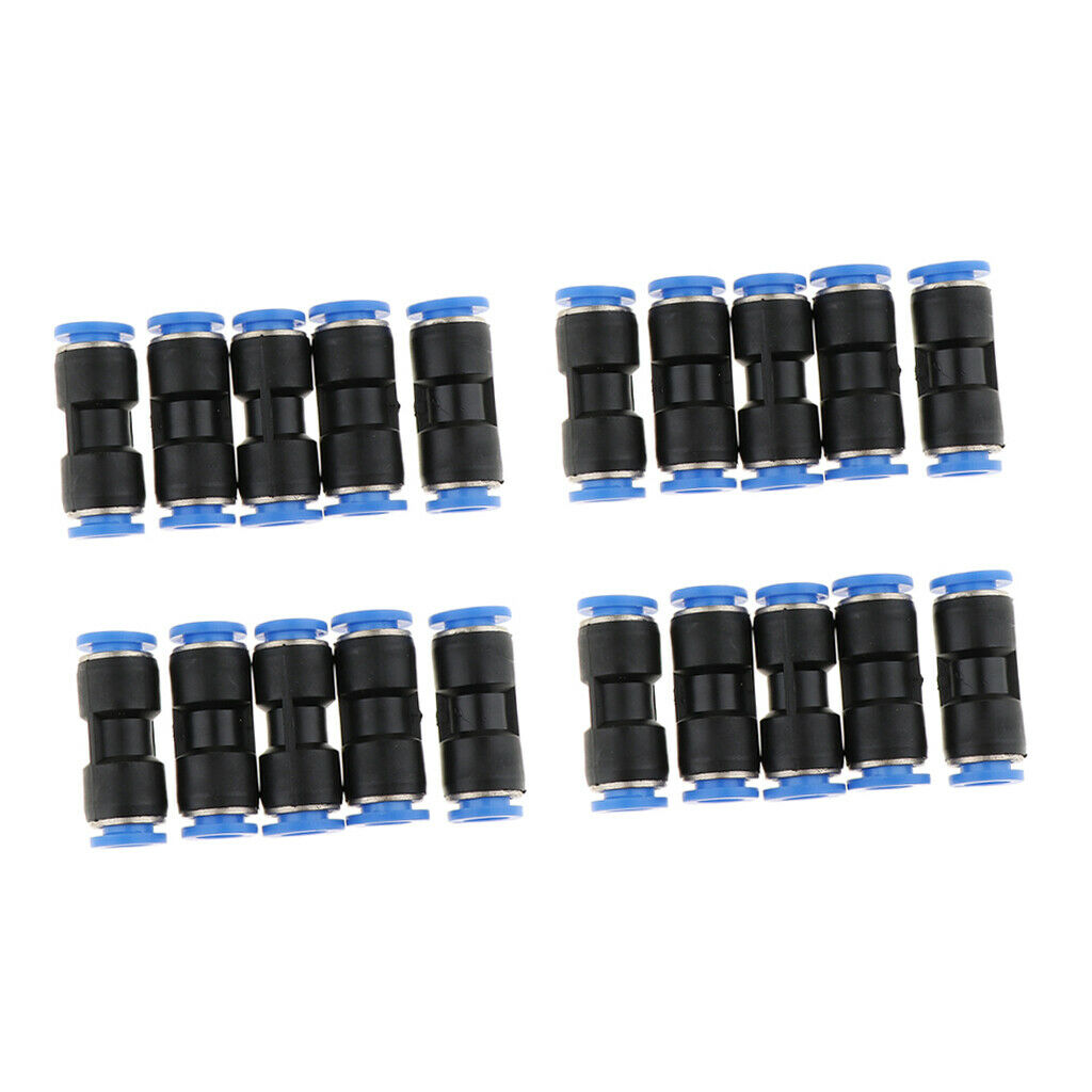 60x Quick Push In Fitting Connector Air Water Hose Tube Adapter 4-8mm Black