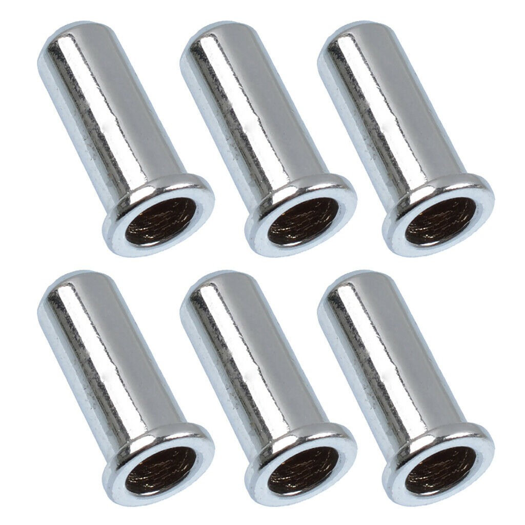 6 Pieces Bass String Mounting Ferrules for Electric Bass Parts Chrome