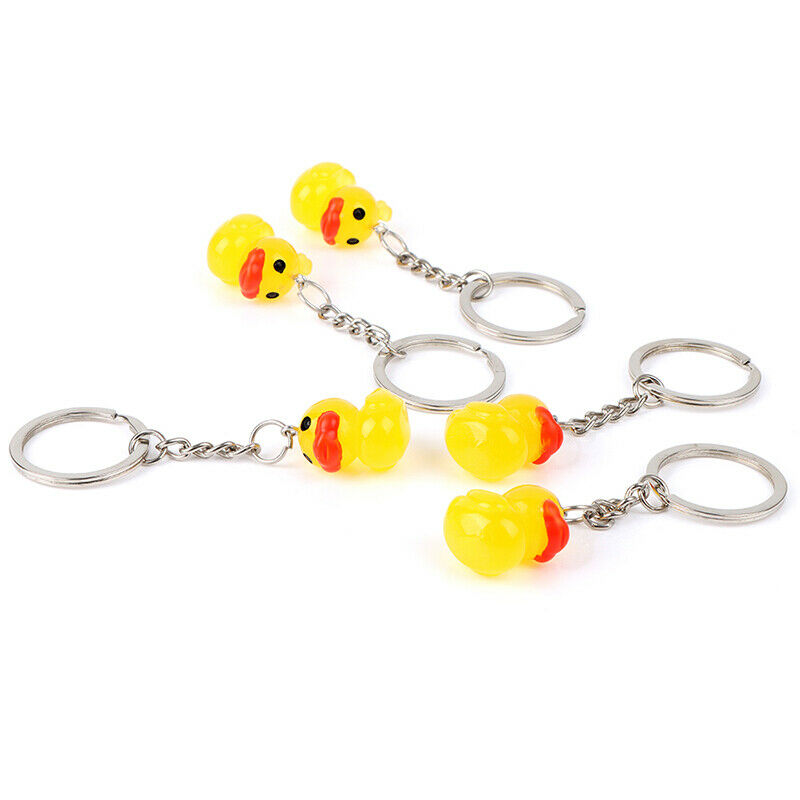 2pcs Cute Little Yellow Duck Keychain Women Girls Car Keyring Jewelry Gif.l8