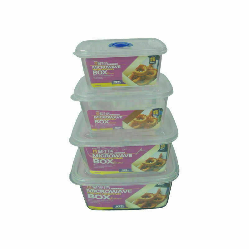 Value 4 Piece Food Storage Saver Container BPA Free MICROWA BOX Plastic Set