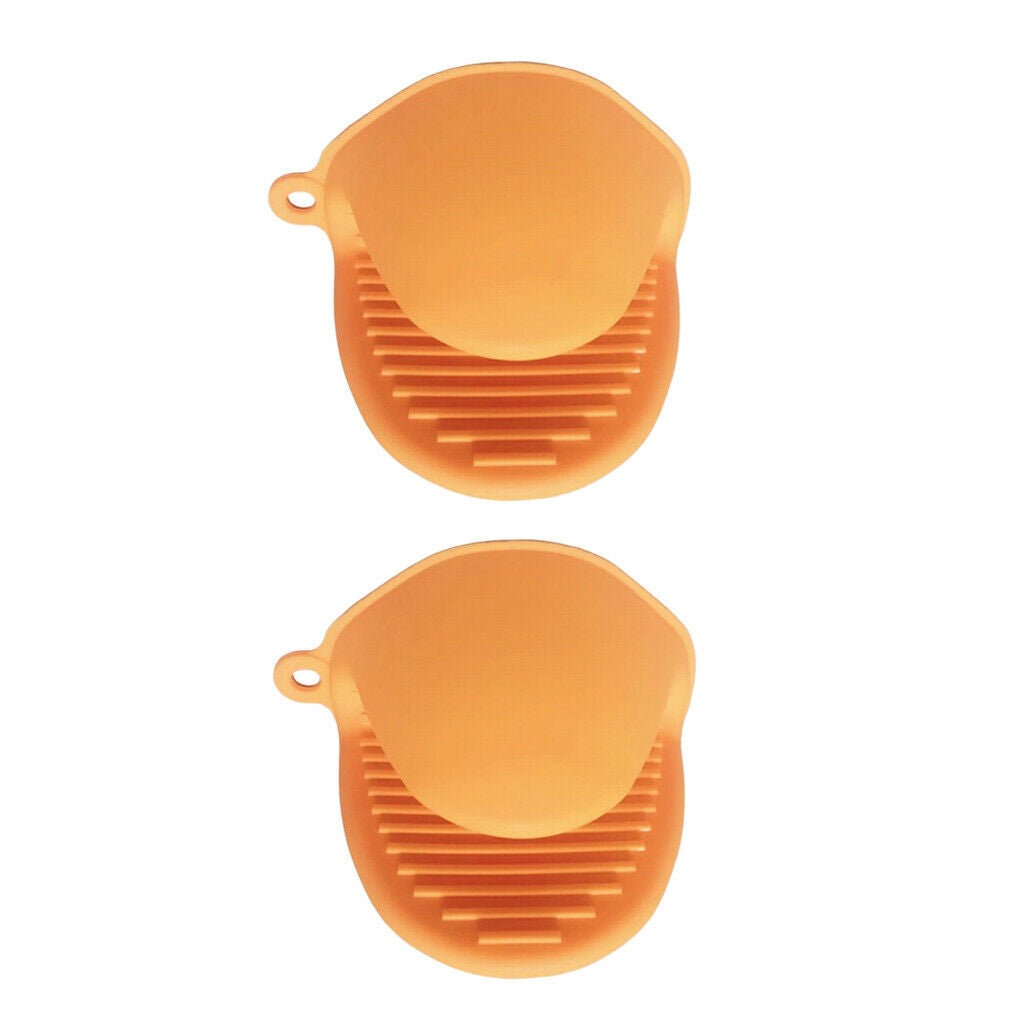 Yellow & Orange Silicone Gloves Oven Pot BBQ Baking Hand Clip Protector
