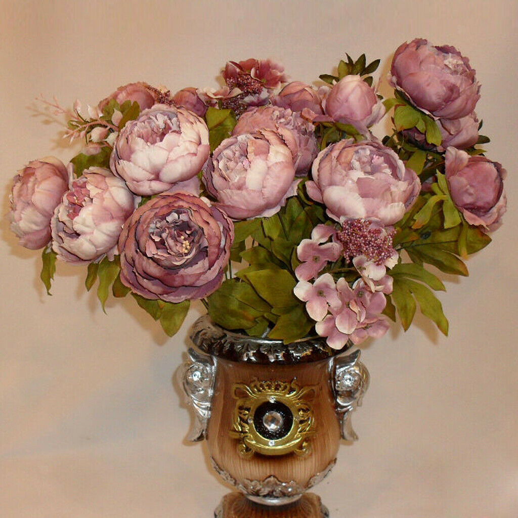 Pink Artificial Silk Peony Silk Flowers Bouquet Home Decorations