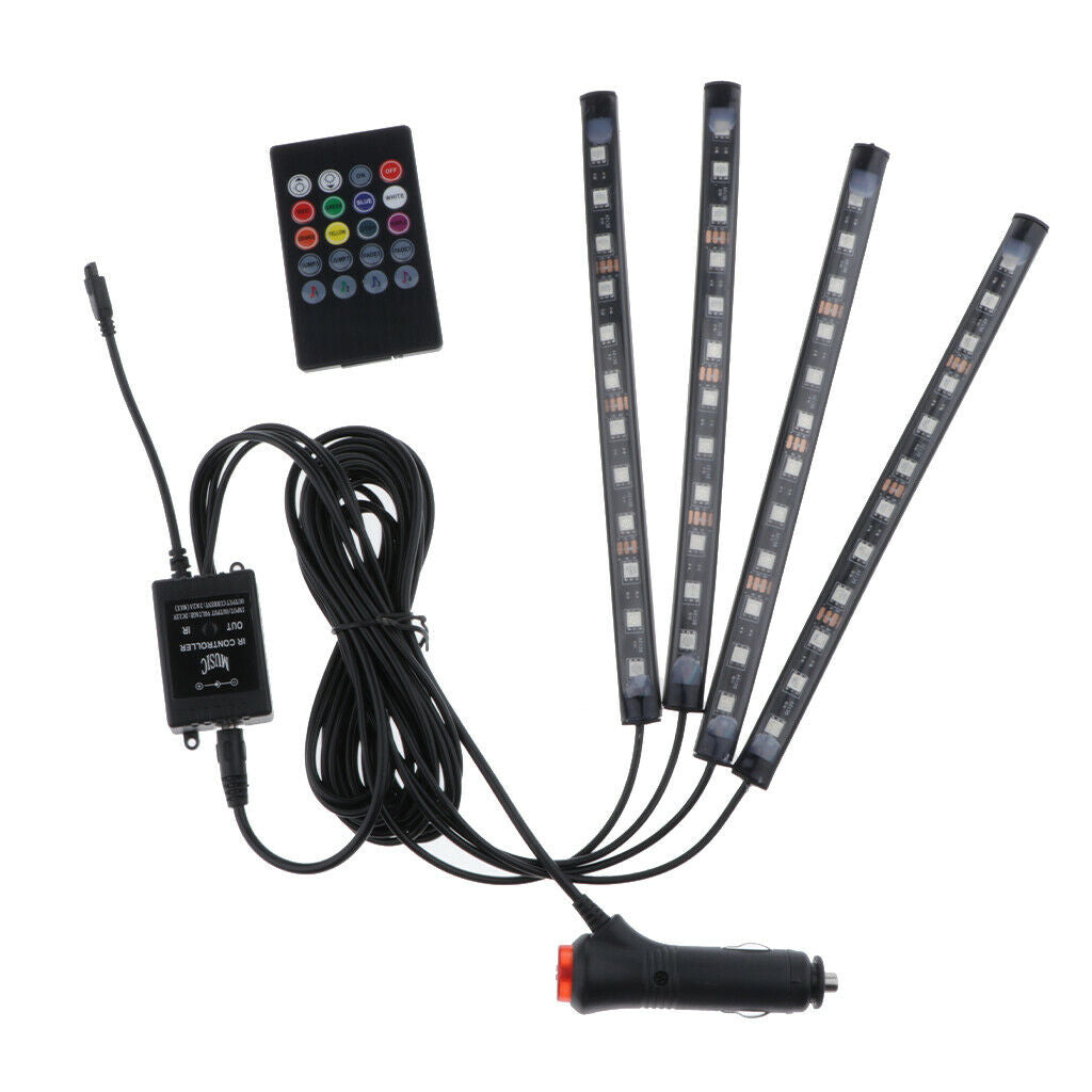 LED Car Auto Strip Light Lamps  Colorful Light 12 LED Voice Remote