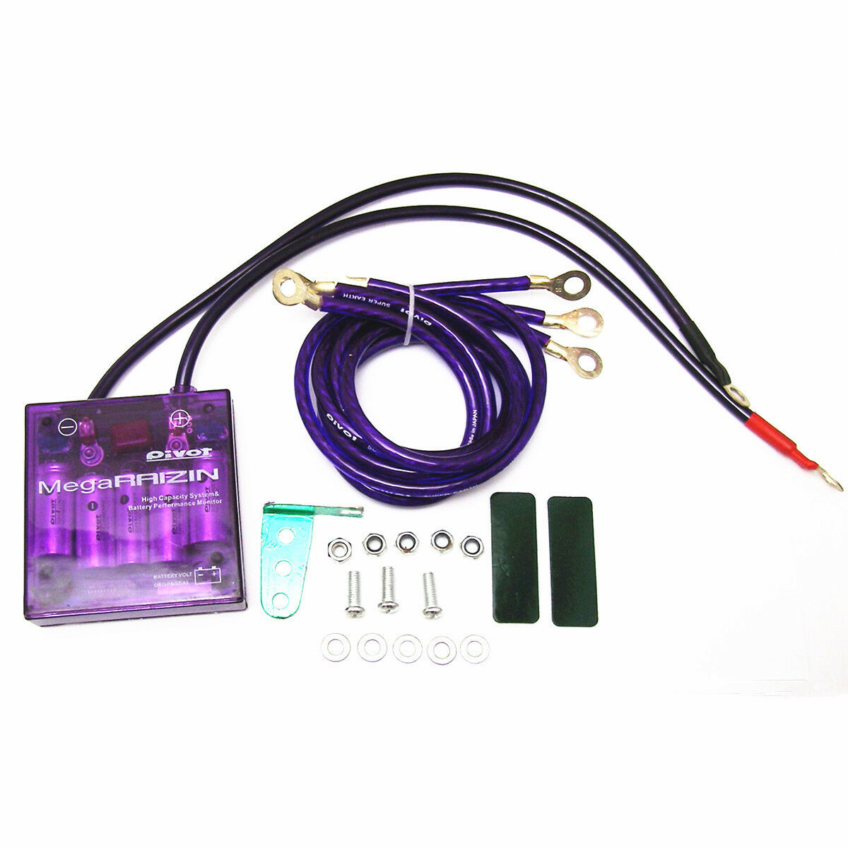 Car SUV Voltage Stabilizer Fuel Saver Regulator+3 Grounding Wire Earth Cable Kit