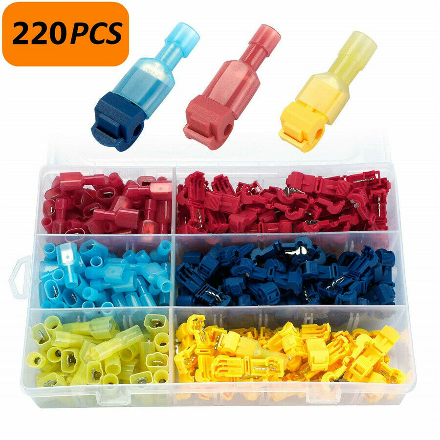 220pcs T-Tap Quick Splice Wire Cable Connector Wire Crimp Car Audio Terminals
