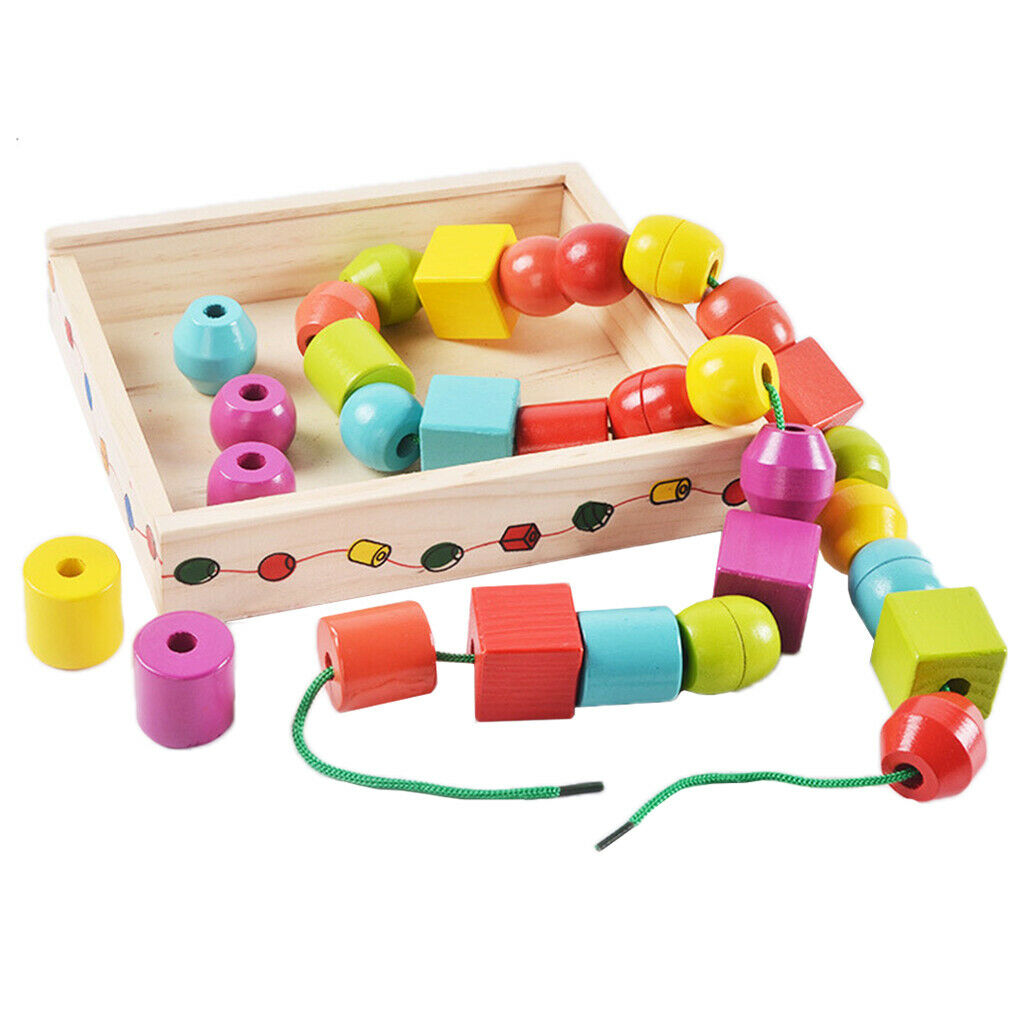 Wooden Lacing Beads Threading for Toddlers Lacing Toys Christmas Girls