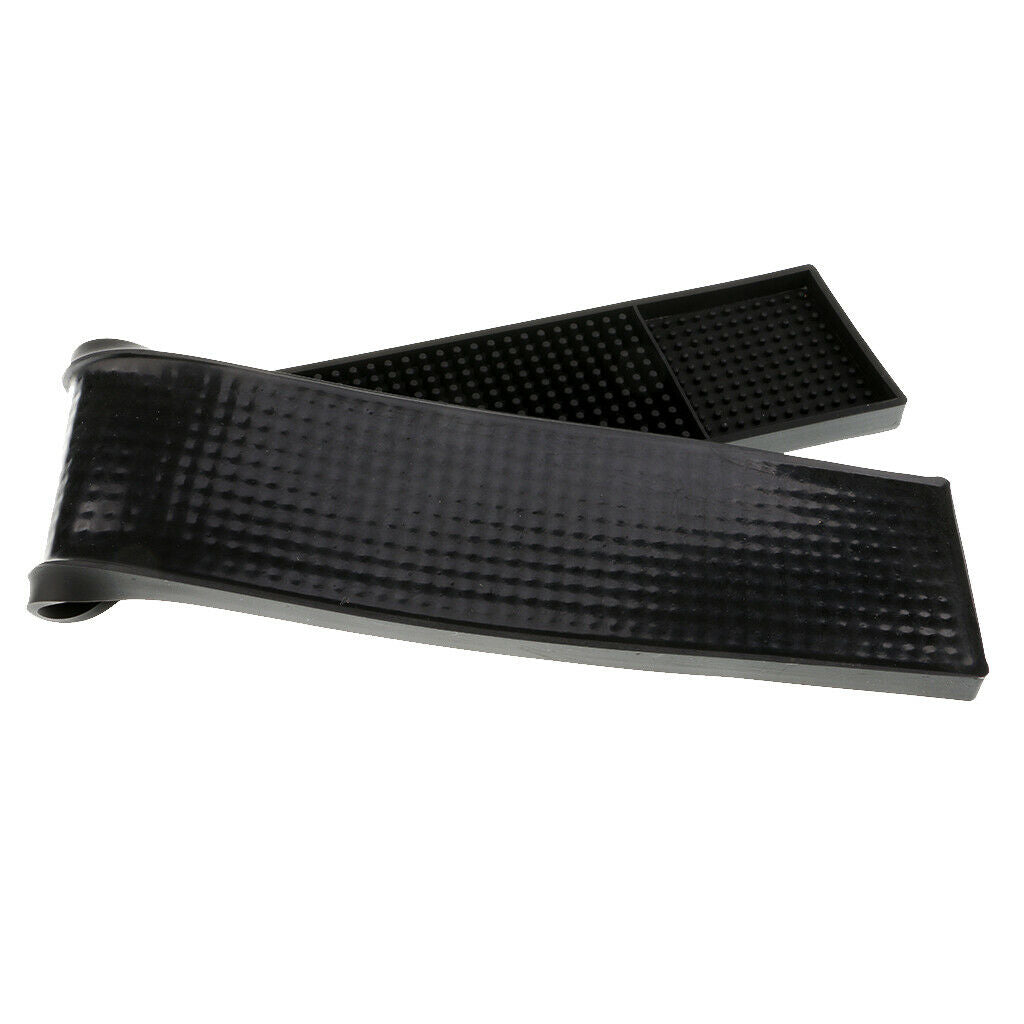 2x Rubber Bar Service Mat Water Proof Bar Mat Cocktail Cup Coaster Tool 8x58CM