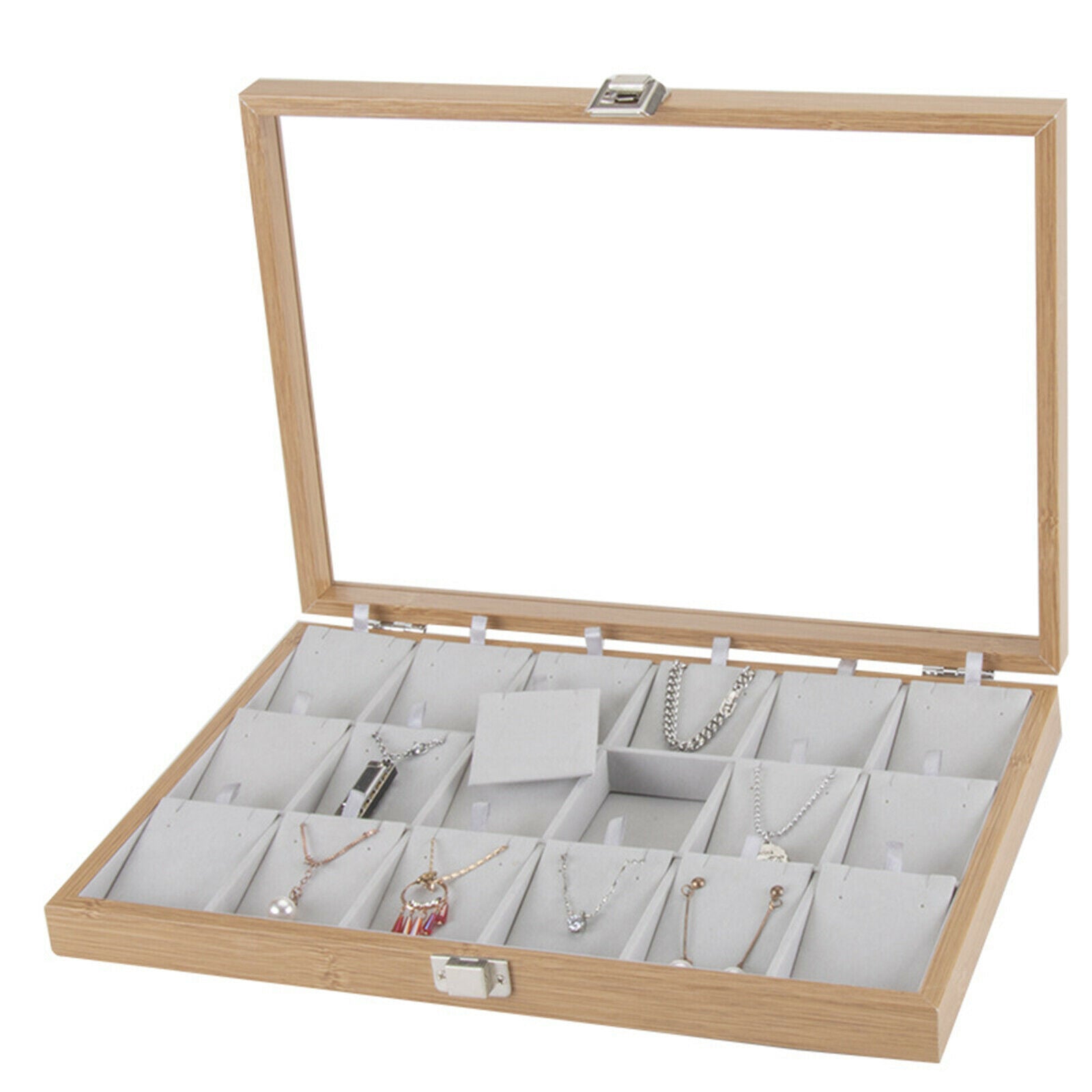 Rings Earrings Necklace Pendant Jewelry Organizer Box Plate Showcase Holder