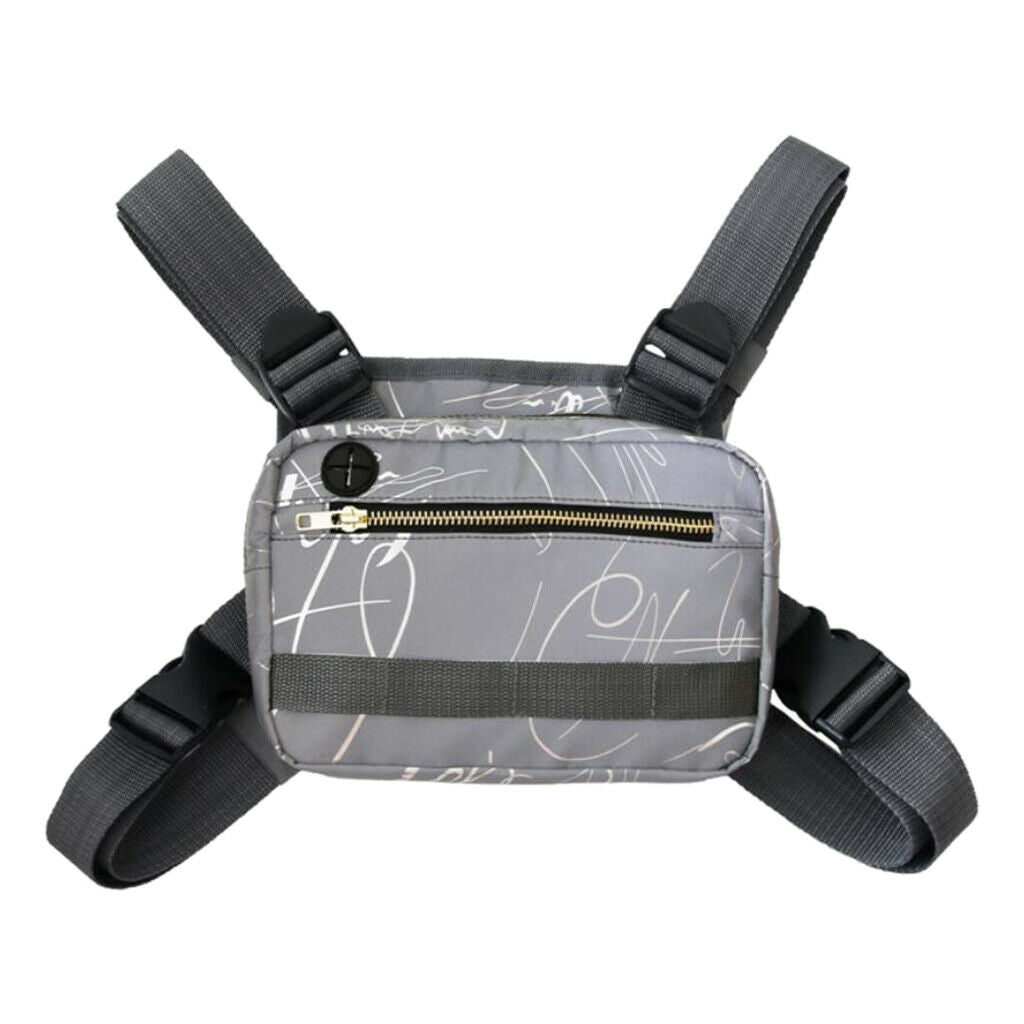 Waterproof Oxford Chest Bag Phone Water Bottle Holder Pouch Adjustable Gym Gray