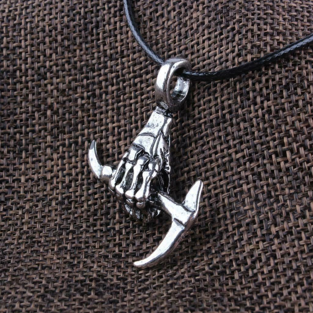 Talisman Viking Odin's Hoe Shape Charms Pendant Gothic Leather Necklace