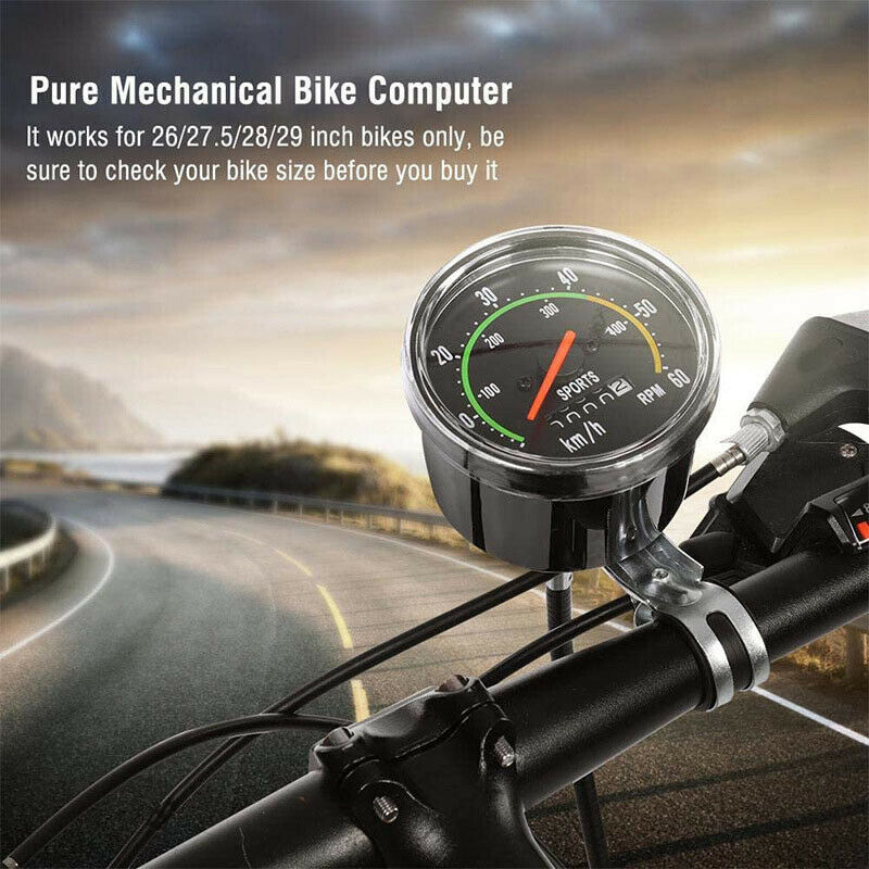 Bicycle Computer Mechanical Analog Bike Cycling Odo Speedometer Aluminum Alloy
