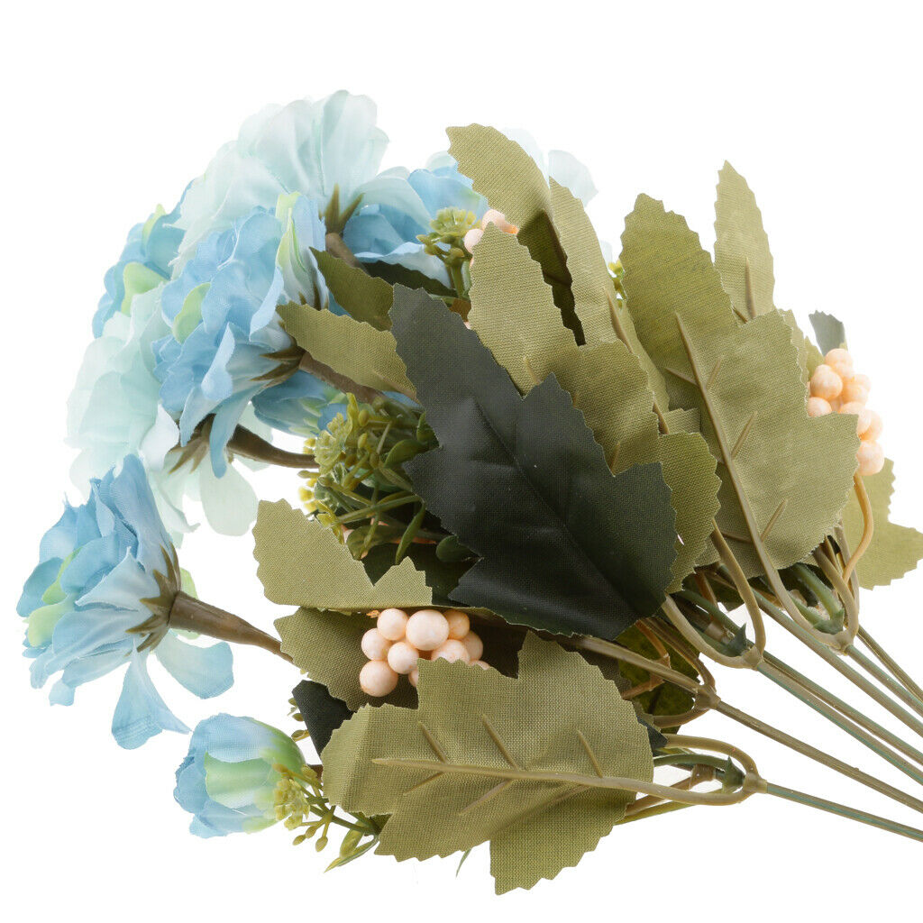 2 Pieces Artificial Silk Flower 5 Heads Bridal Bouquet Wedding Home Decor
