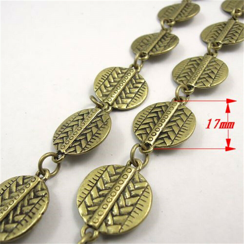 1 Meter Antiqued Bronze Metal Tag Link Chain Statement Necklace Making Crafting