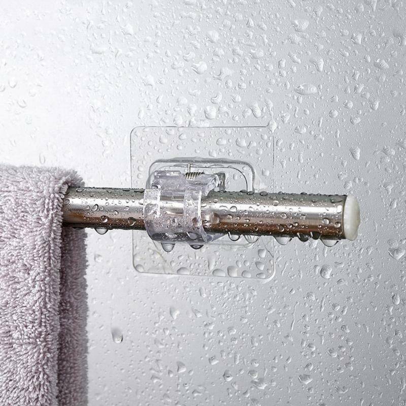 Transparent Hanging Rod Clamps Bathroom Shower Curtain Rod Fixed Clip Bracket