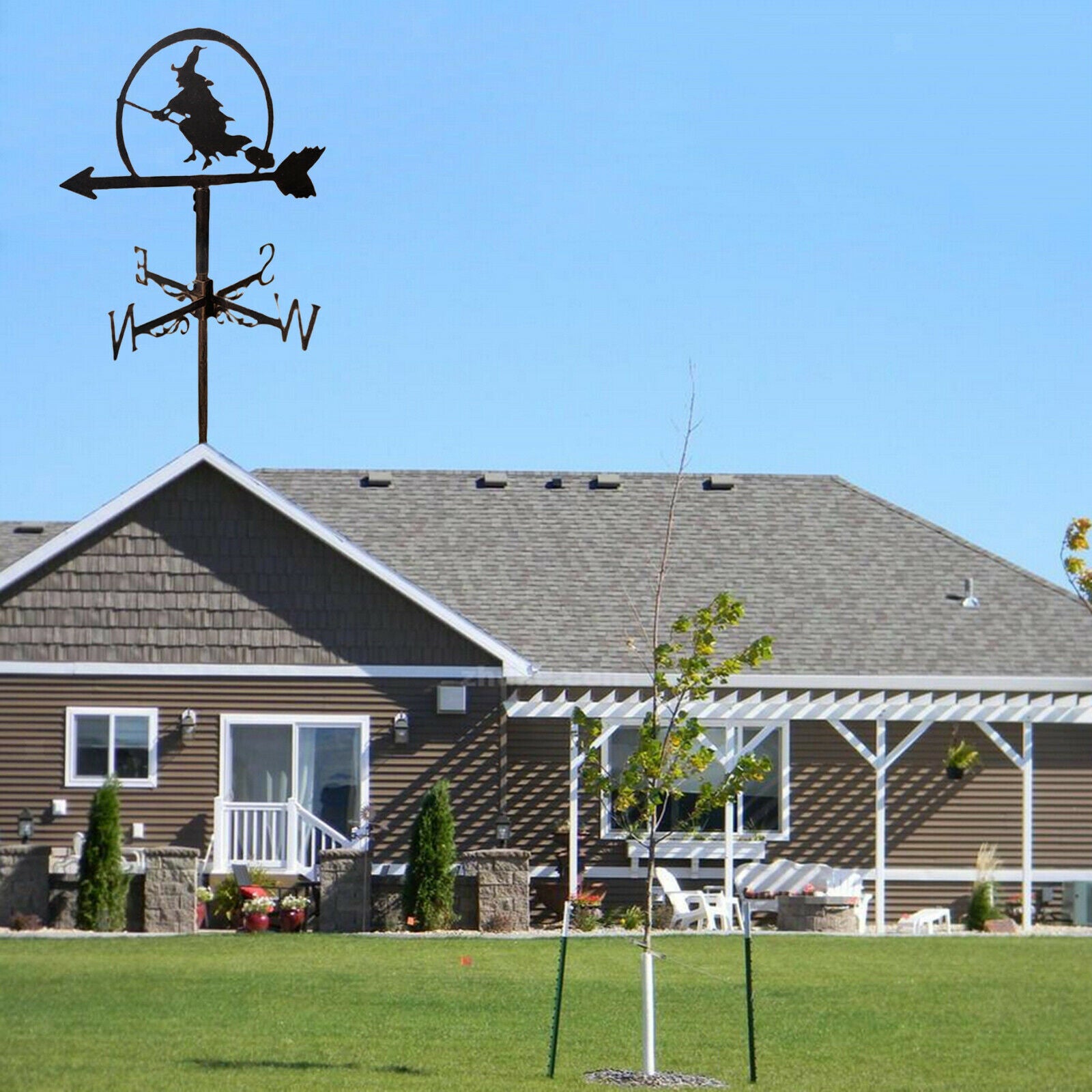 Stainless Steel Witch Weathervane Weather Vane Outdoor Decor Decorations